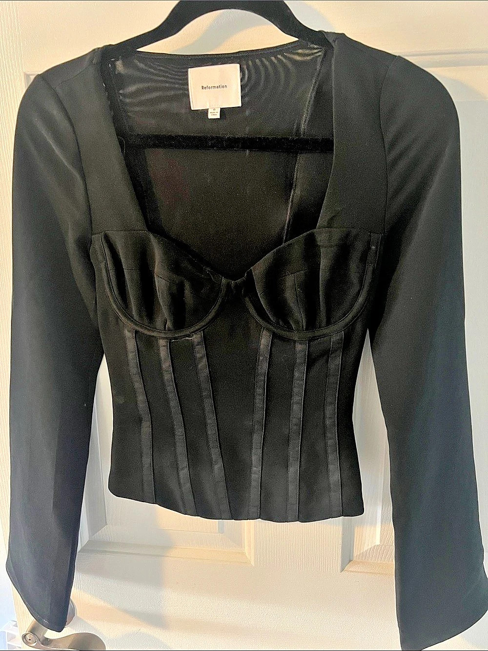 Reformation Black Corset Blouse Like New